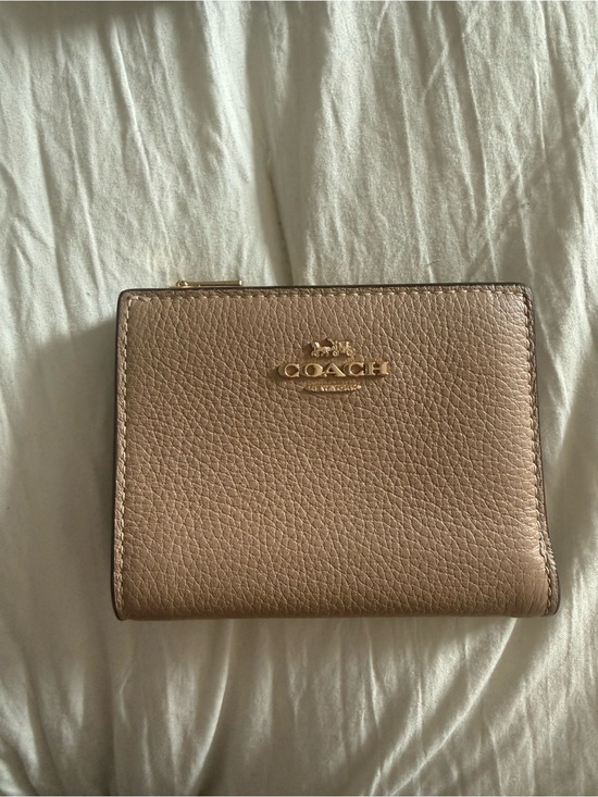 Coach Handbags - Coach Pebbled Leather Compact Wallet in Taupe Pink